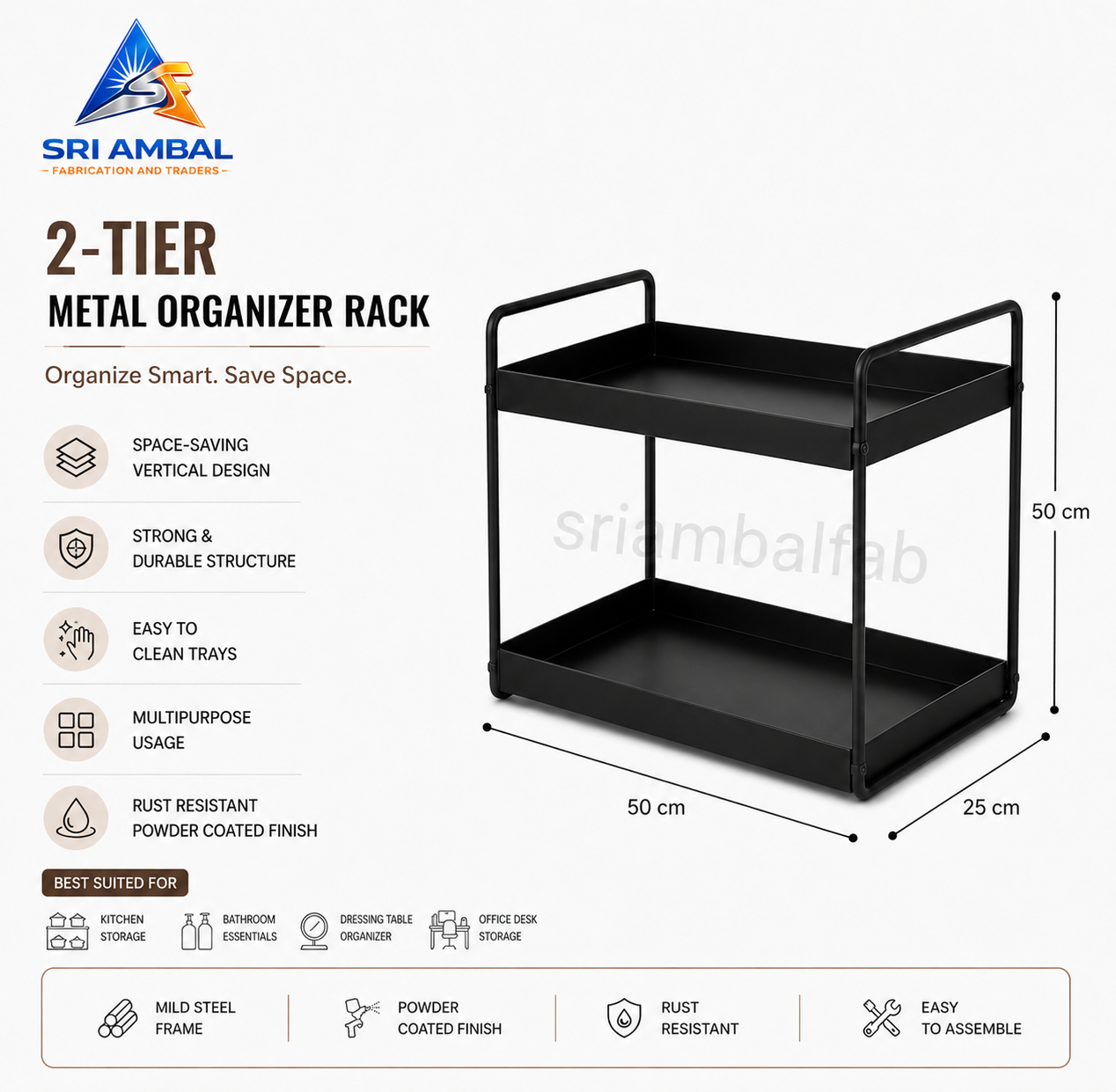 2-Tier Metal Storage Rack